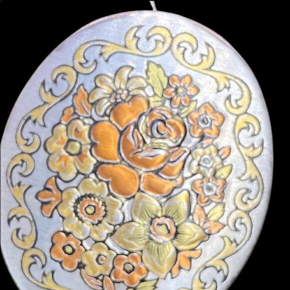 Vintage Reed & Barton damascene rose floral vine pendant marked - Picture 2 of 5